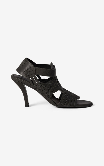 Kenzo Women Greek Heeled Leather Sandals Black